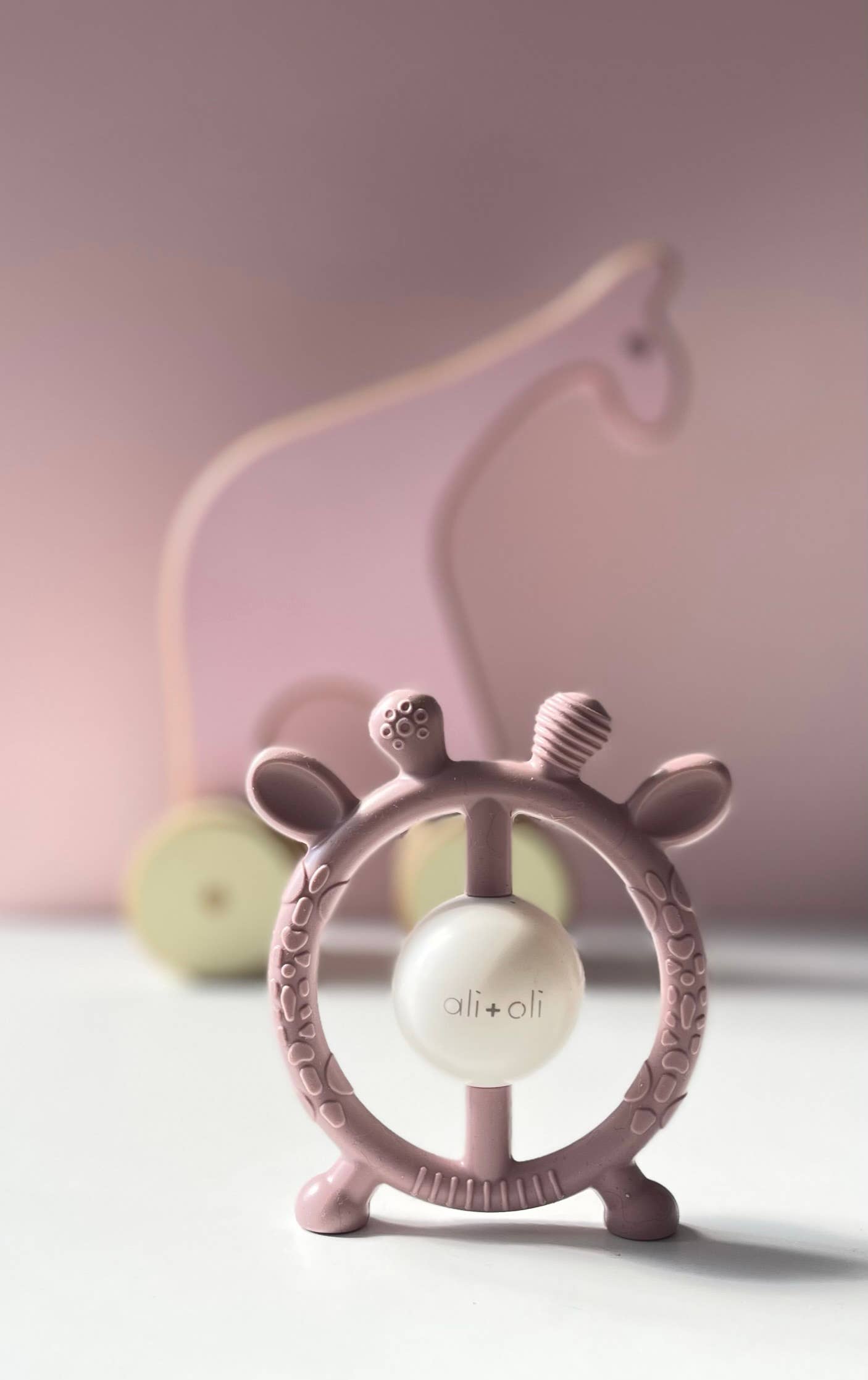 Giraffe Teether & Rattle Food-Grade Silicone Toy (Berry)