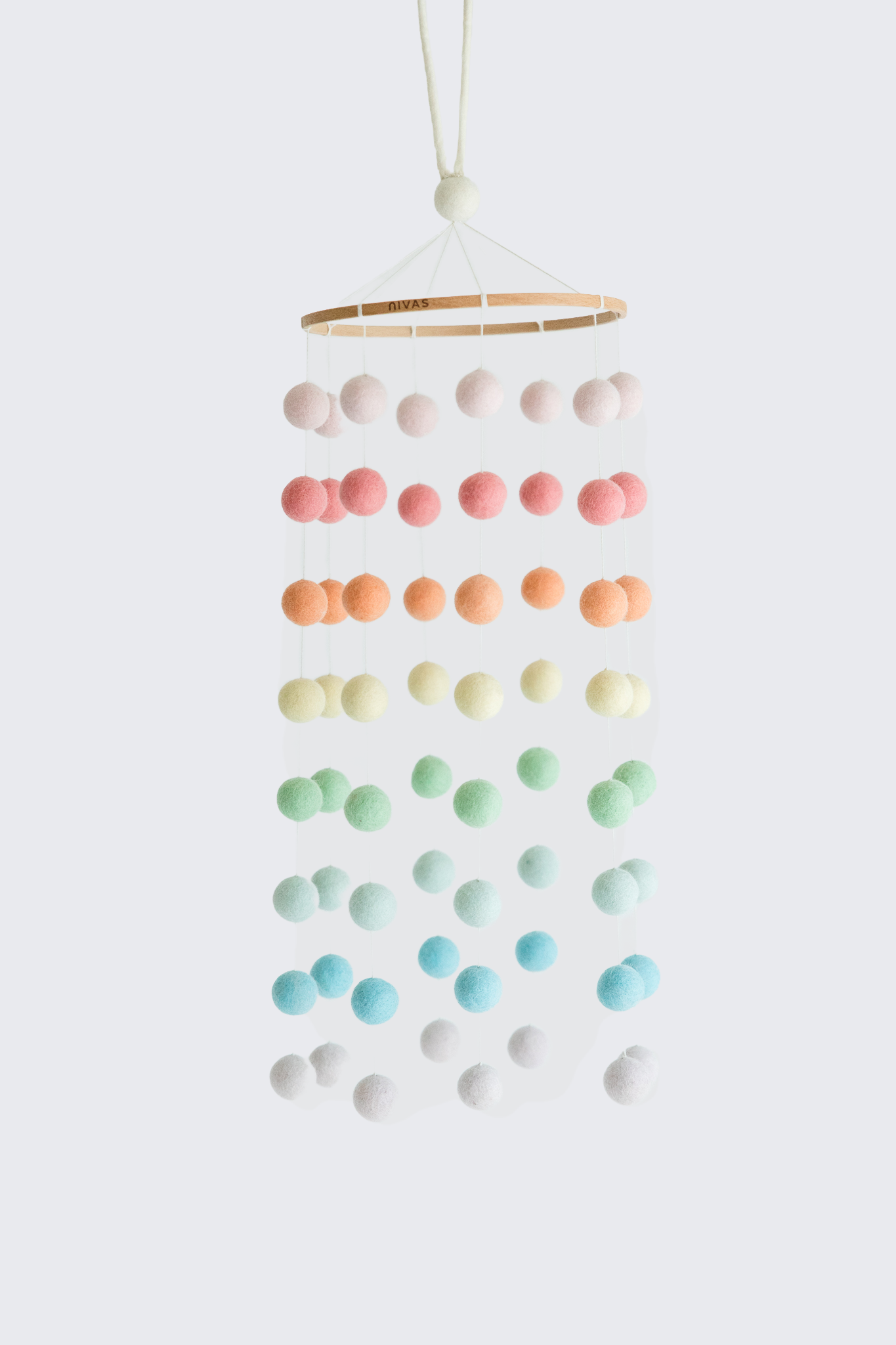 Rainbow Pom Pom Mobile - Handmade Baby Gift