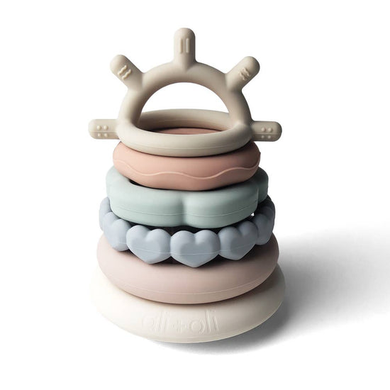 Load image into Gallery viewer, Soft Silicone Stacking Ring Tower (6-pc) Sun
