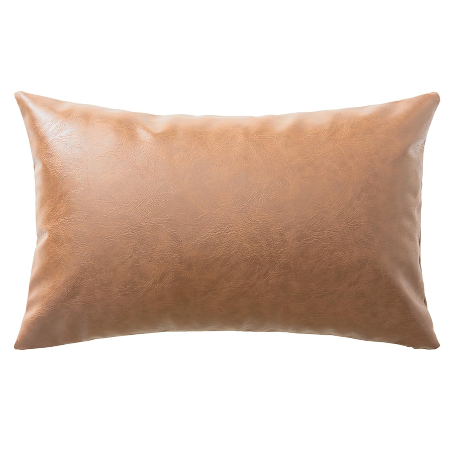 Fancy Homi Brown Boho Long Lumbar Faux Leather Body Decorative Throw Pillow Cover 14x36 Inch for Bedroom Couch Bed Bench, Thick Stylish Solid Rectangle Pillowcase, Rustic Modern Farmhouse Room Decor
