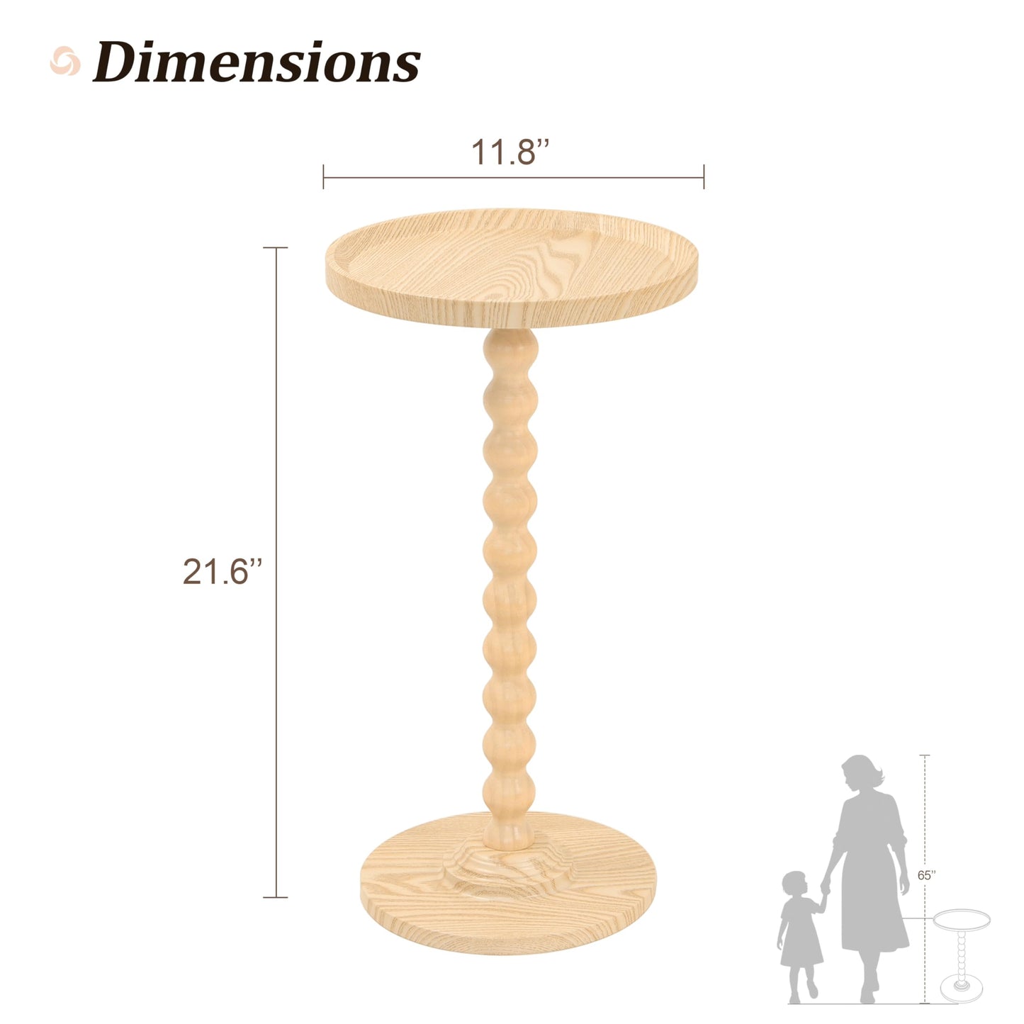 AWASEN Small Side Table, Round Drink Table for Small Spaces, Round Accent End Table Living Room, Nightstand for Bedroom, Corners, Office, Walnut Brown
