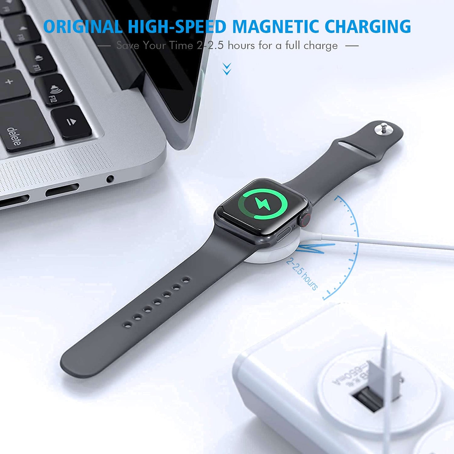 [Apple Certified] 2 in 1 iPhone and Watch Charger 6.6 FT Magnetic iWatch Charging Cable with USB Wall Block Travel Plug Charger for Apple Watch & iPhone