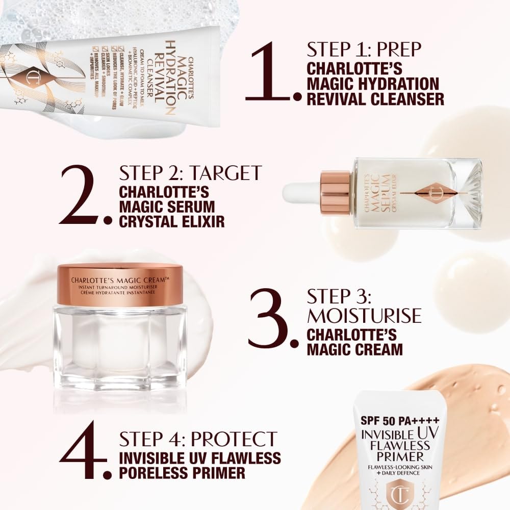 Charlotte Tilbury Magic Cream Face Moisturizer - Firming & Hydrating Face Cream to Create a Smoother-Looking Base for Makeup - Enriched with Vitamins C & E, Peptide Complex & Hyaluronic Acid