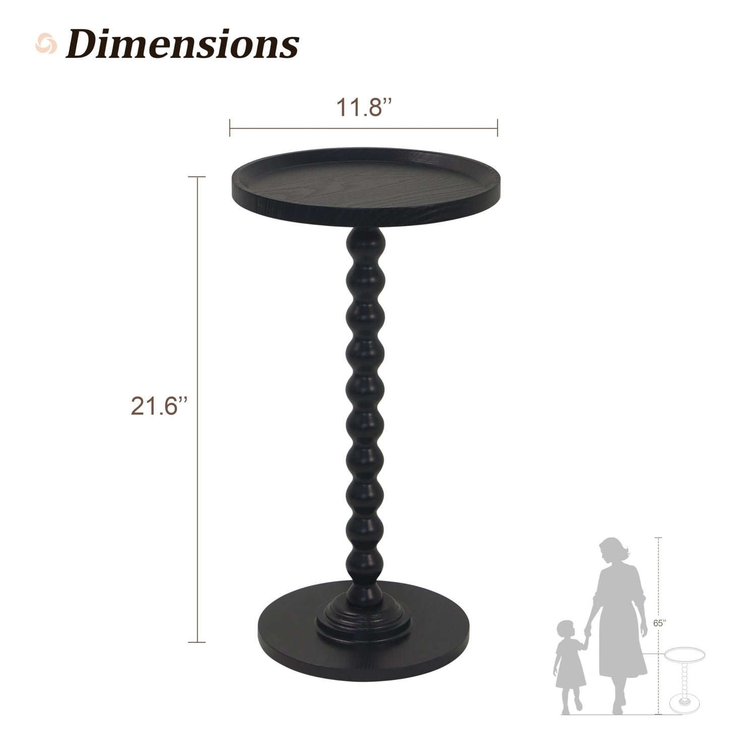 AWASEN Small Side Table, Round Drink Table for Small Spaces, Round Accent End Table Living Room, Nightstand for Bedroom, Corners, Office, Walnut Brown