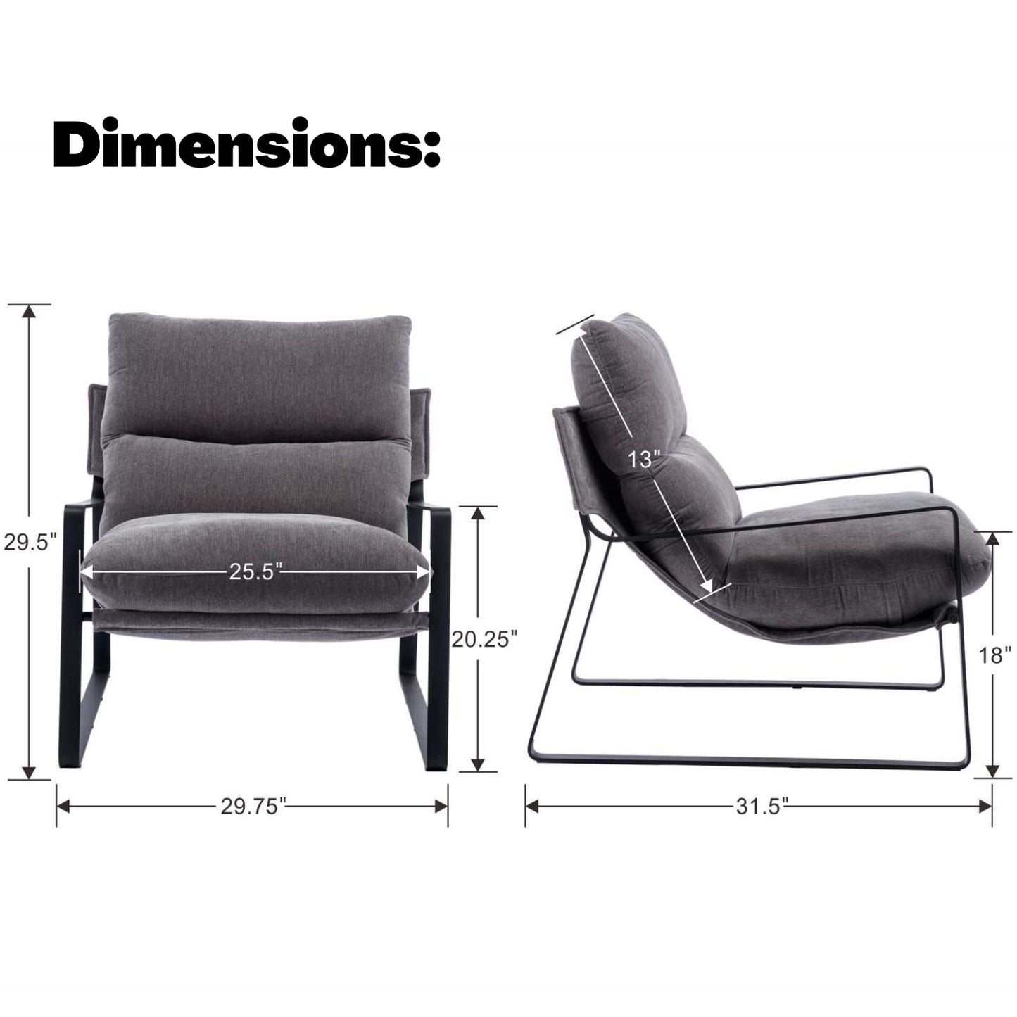 LukeAlon Modern PU Leather Accent Armchair, Brown