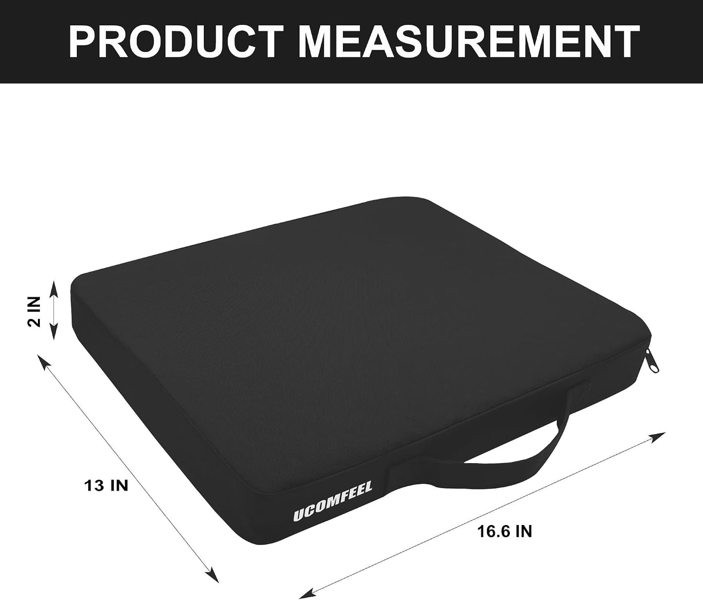 Stadium Seat Cushions 2-Pack 3-Pack, Portable Bleacher Cushions, Waterproof Oxford Fabric, Zipper Design, (Black, 2-Pack)