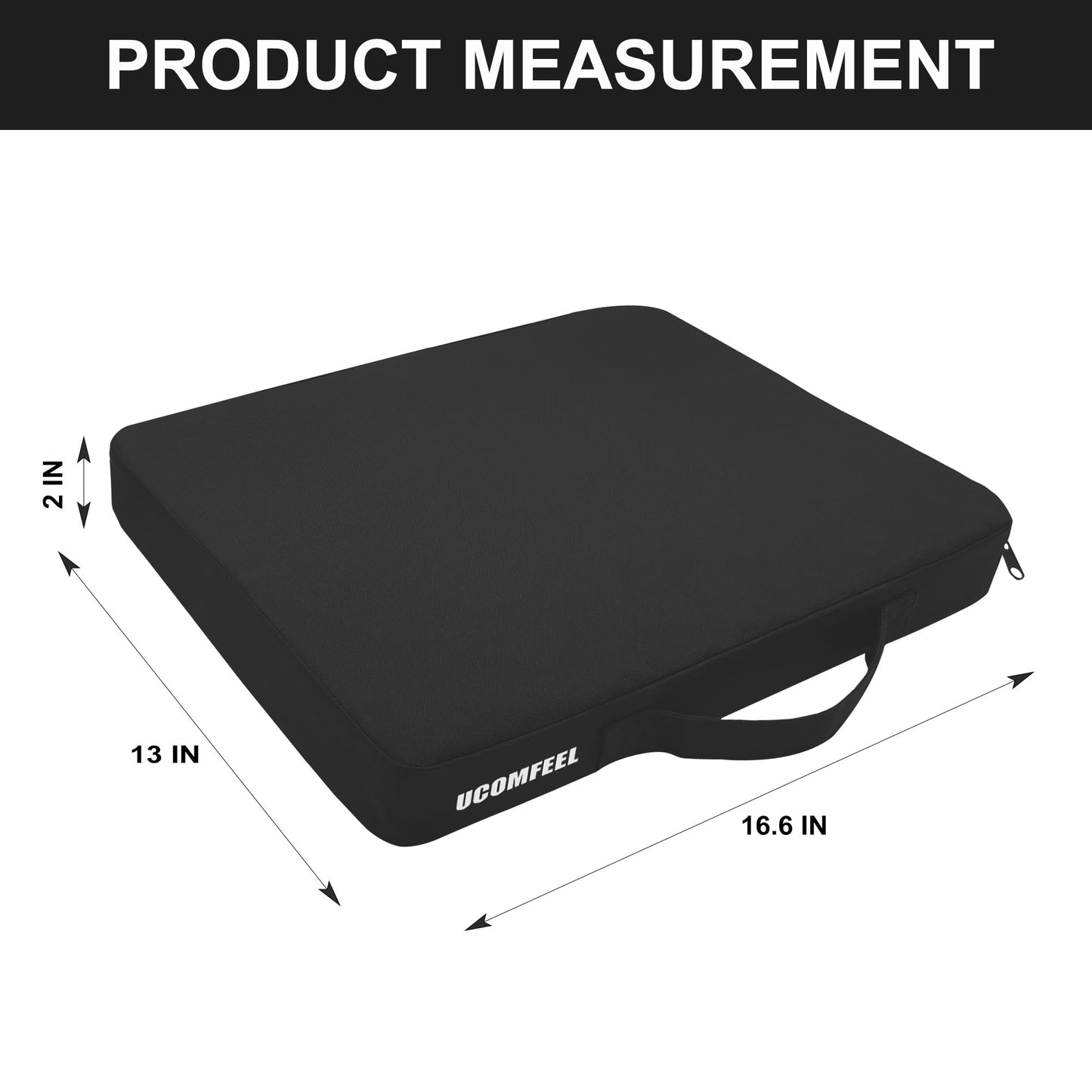 Stadium Seat Cushions 2-Pack 3-Pack, Portable Bleacher Cushions, Waterproof Oxford Fabric, Zipper Design, (Black, 2-Pack)