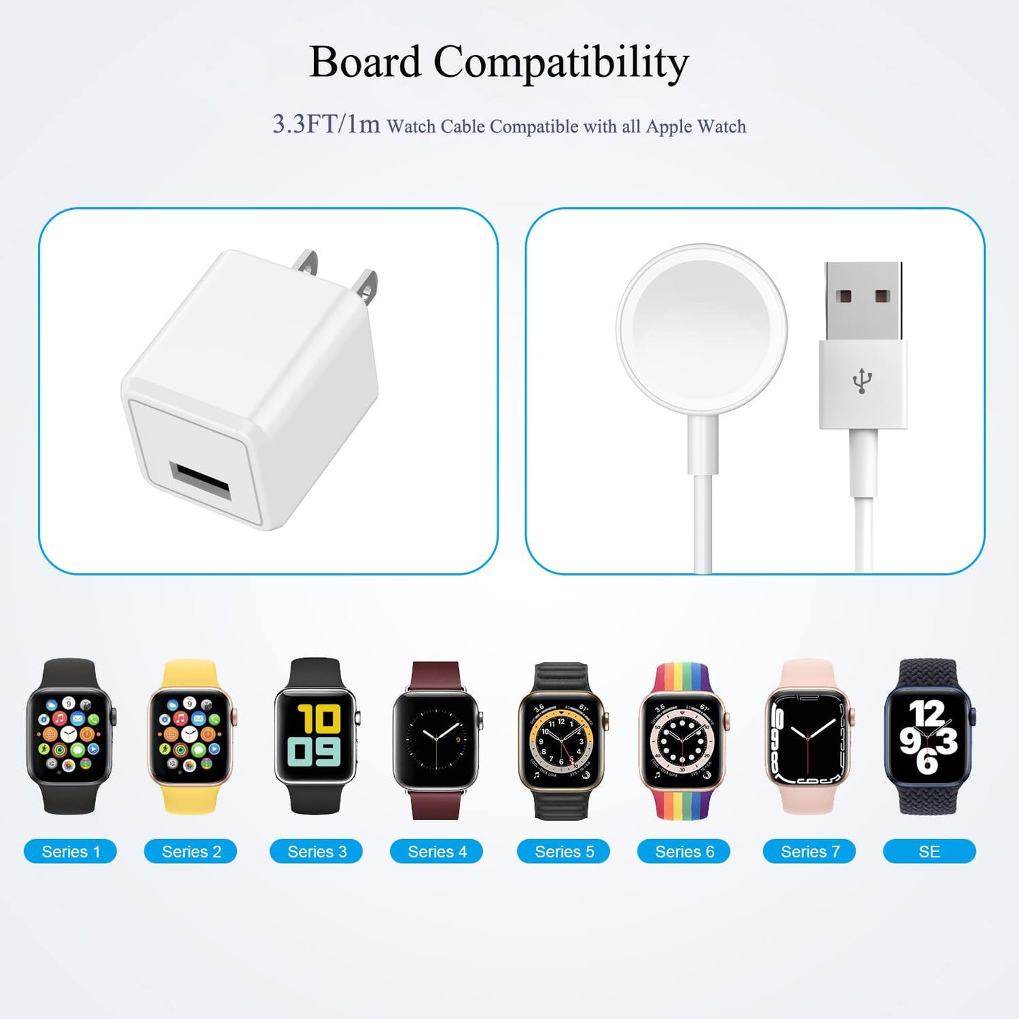 [Apple Certified] 2 in 1 iPhone and Watch Charger 6.6 FT Magnetic iWatch Charging Cable with USB Wall Block Travel Plug Charger for Apple Watch & iPhone