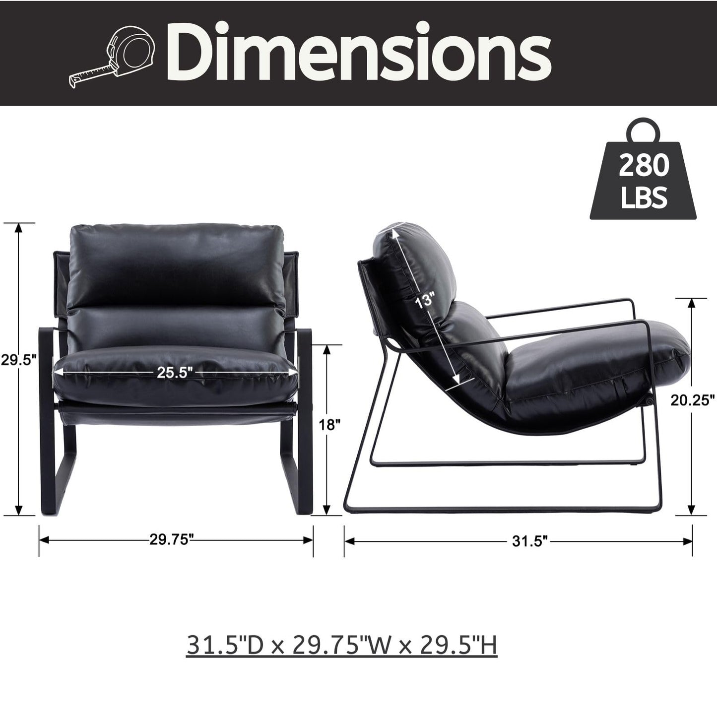 LukeAlon Modern PU Leather Accent Armchair, Brown
