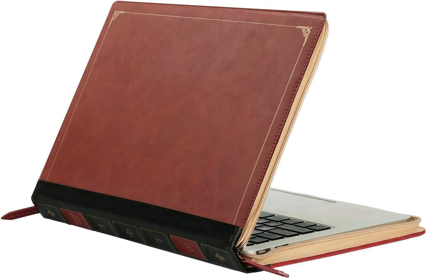 MOSISO Laptop Sleeve Case Bag, PU Leather Zippered Protective Case Cover