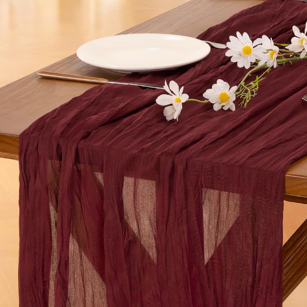 Sage Green Cheesecloth Table Runner Fall Wedding Birthday Party Home Decor