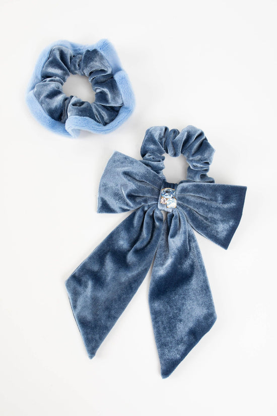 Load image into Gallery viewer, Lydia Velvet Bow Scrunchie Pair: Red
