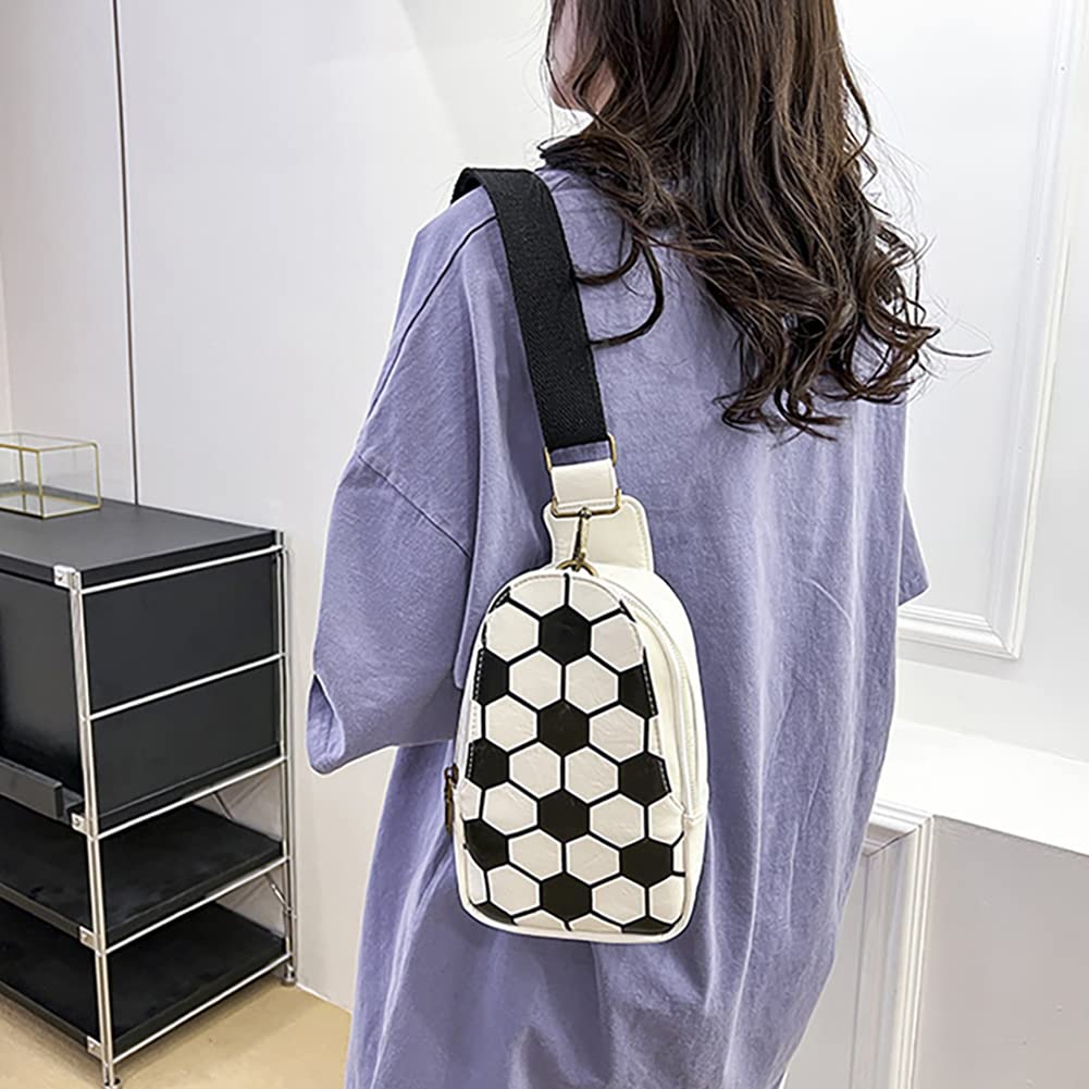 Pu Leather Football Print Sling Bag For Women, American Baseball Rugby Sports Chest Bag, Men's Travel Crossbody Bag