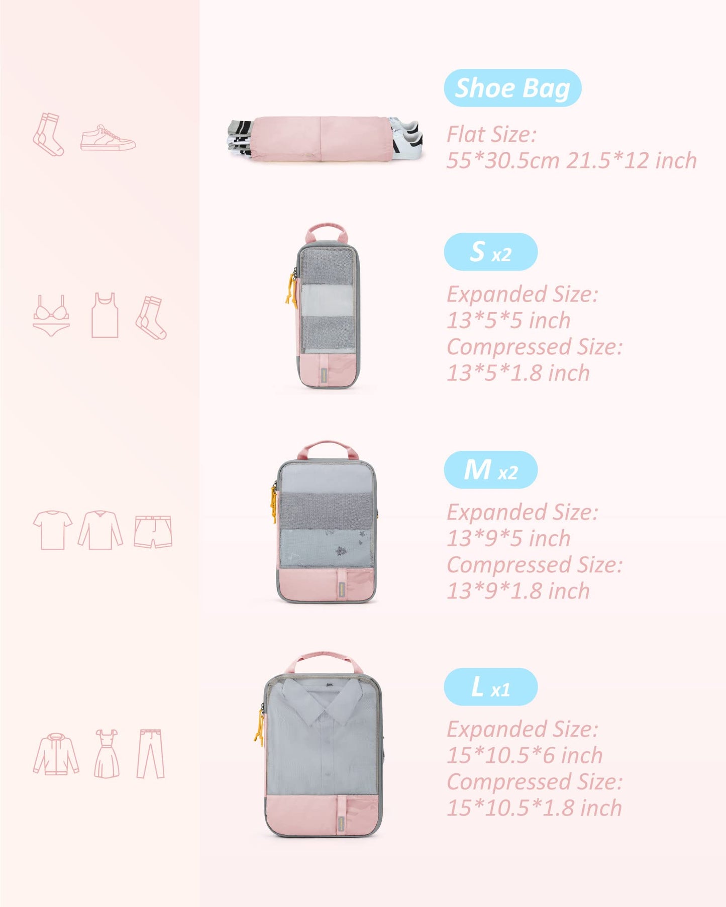 BAGSMART Compression Packing Cubes for Travel Essentials