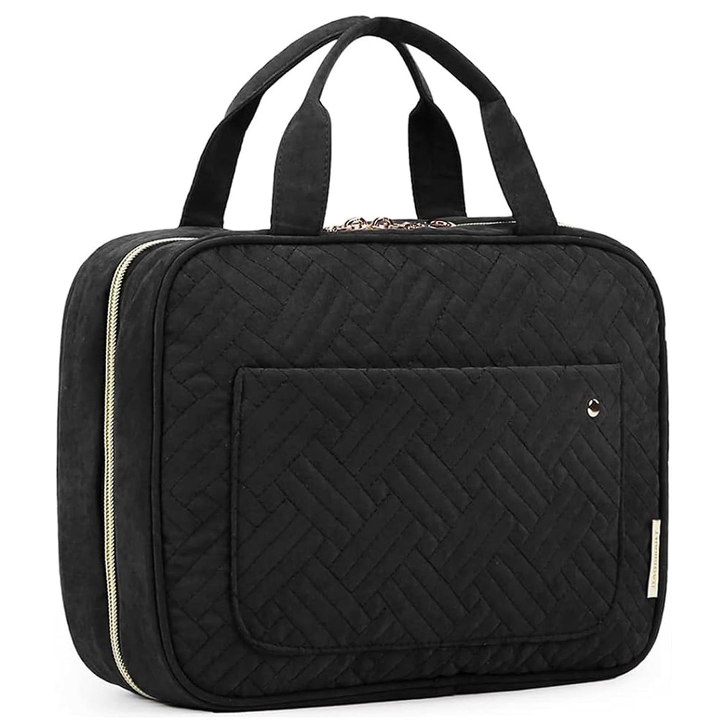 BAGSMART Toiletry Bag Travel Bag with Hanging Hook, Water-resistant Makeup Cosmetic Bag Travel Organizer for Accessories, Shampoo, Full-size Container, Toiletries (Green Checkerboard, Large)