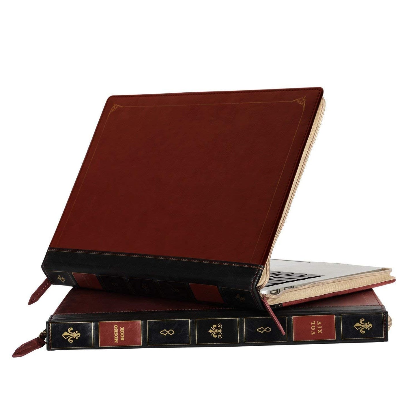 MOSISO Laptop Sleeve Case Bag, PU Leather Zippered Protective Case Cover