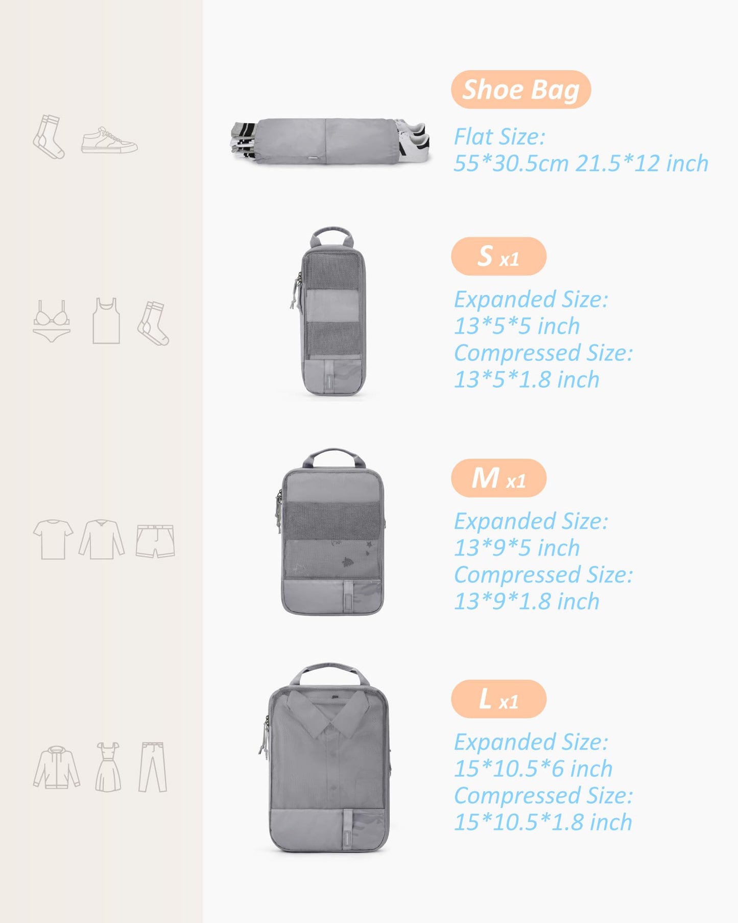 BAGSMART Compression Packing Cubes for Travel Essentials