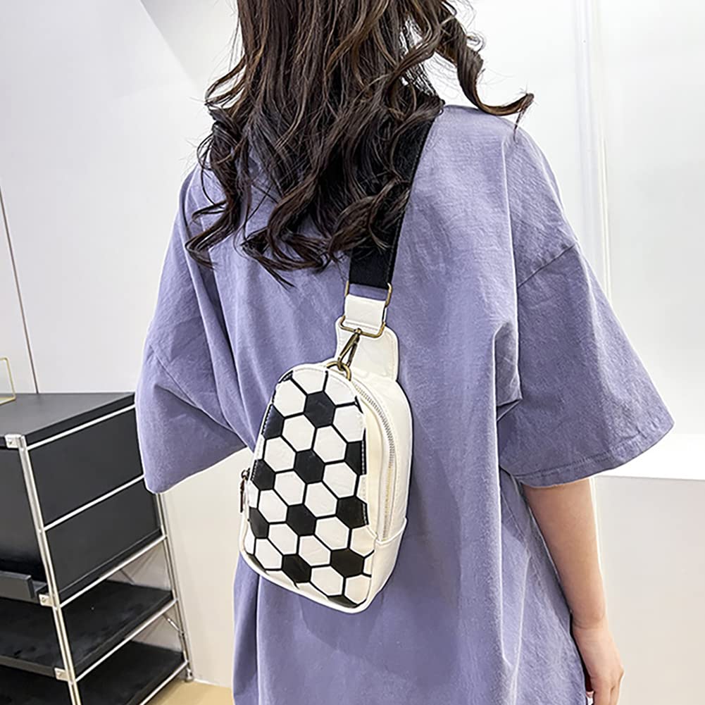 Pu Leather Football Print Sling Bag For Women, American Baseball Rugby Sports Chest Bag, Men's Travel Crossbody Bag