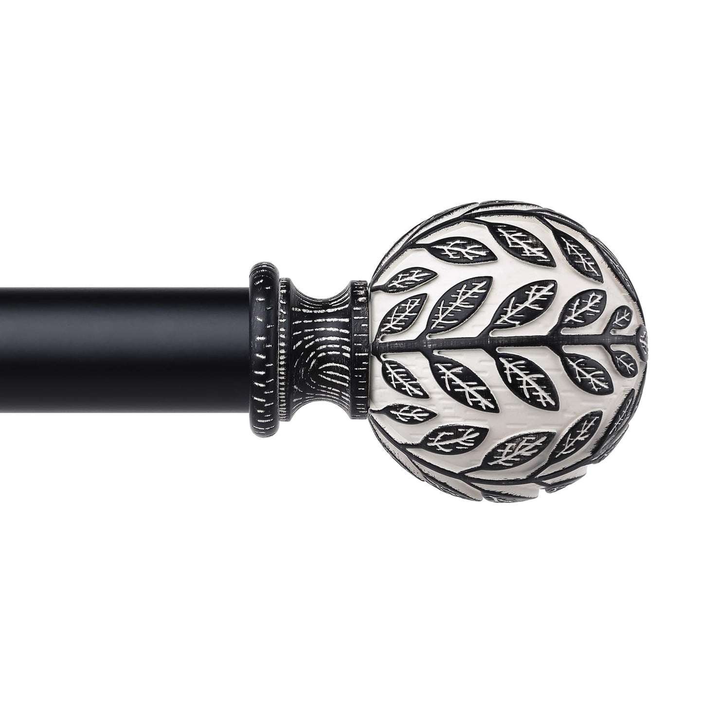 Curtain Rod 36-91 Inch, Boho Wood 1 Inch Curtain Rods for Windows