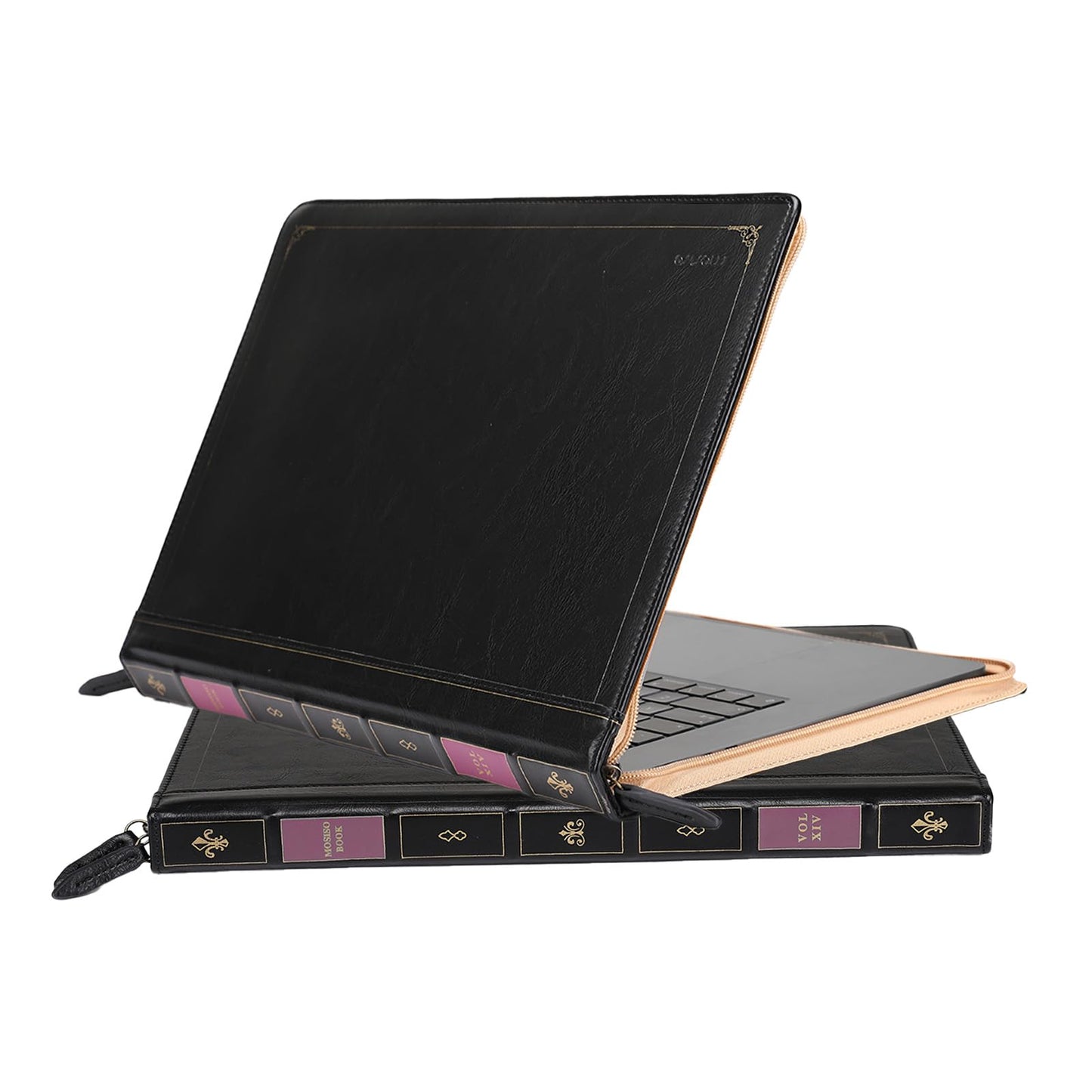 MOSISO Laptop Sleeve Case Bag, PU Leather Zippered Protective Case Cover