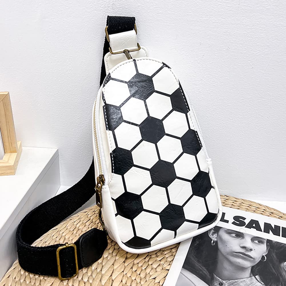 Pu Leather Football Print Sling Bag For Women, American Baseball Rugby Sports Chest Bag, Men's Travel Crossbody Bag