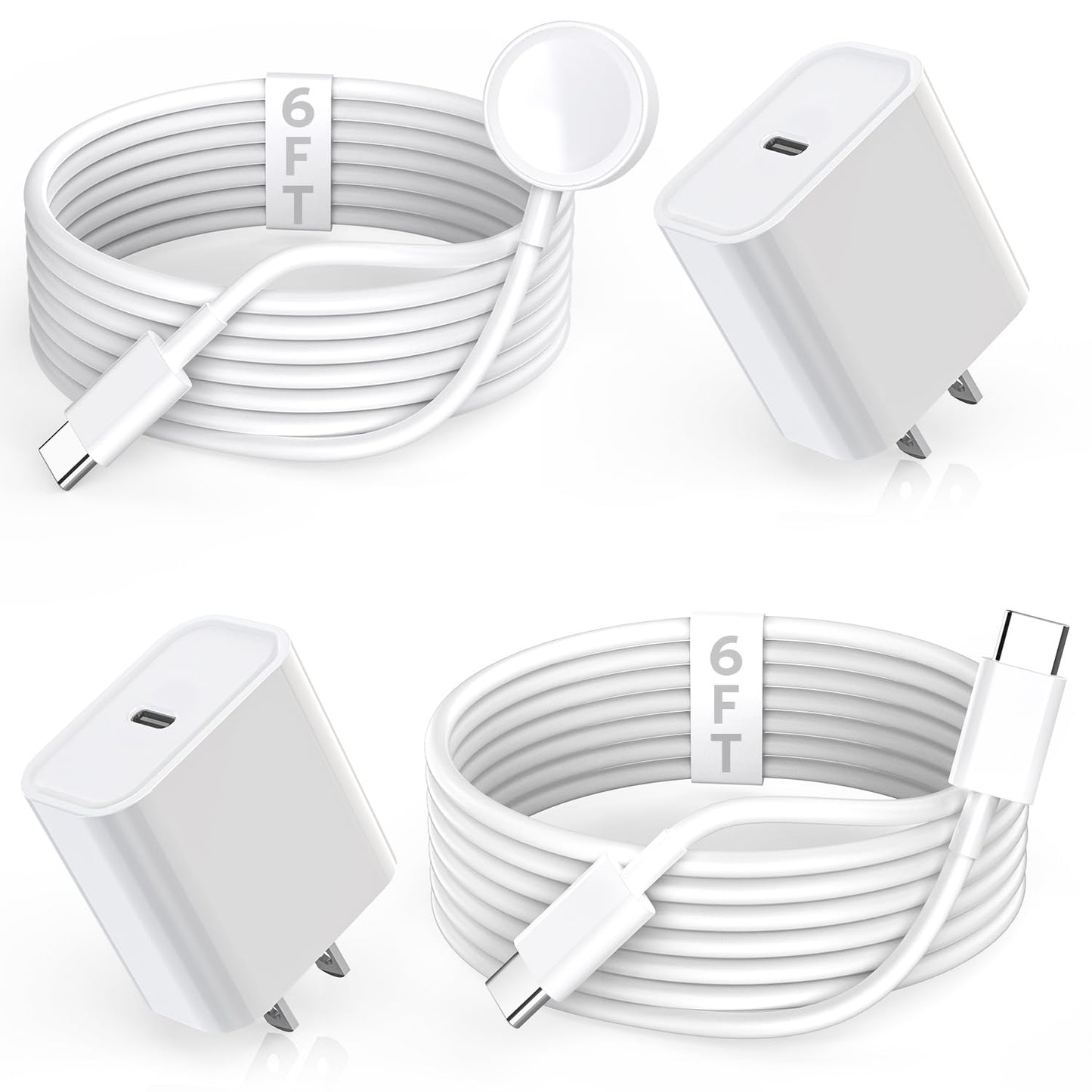 [Apple Certified] 2 in 1 iPhone and Watch Charger 6.6 FT Magnetic iWatch Charging Cable with USB Wall Block Travel Plug Charger for Apple Watch & iPhone