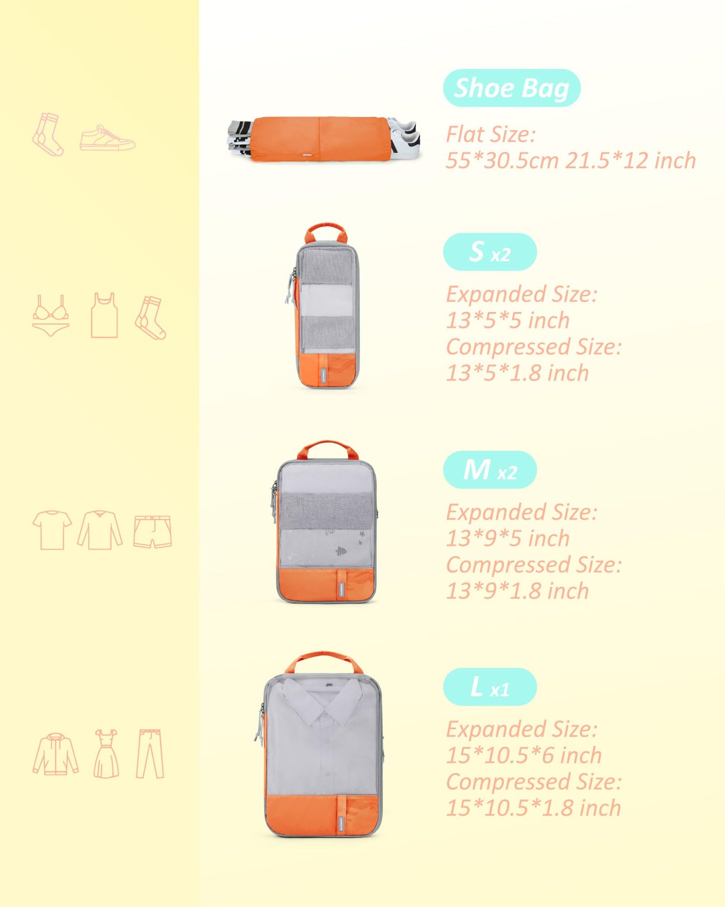 BAGSMART Compression Packing Cubes for Travel Essentials