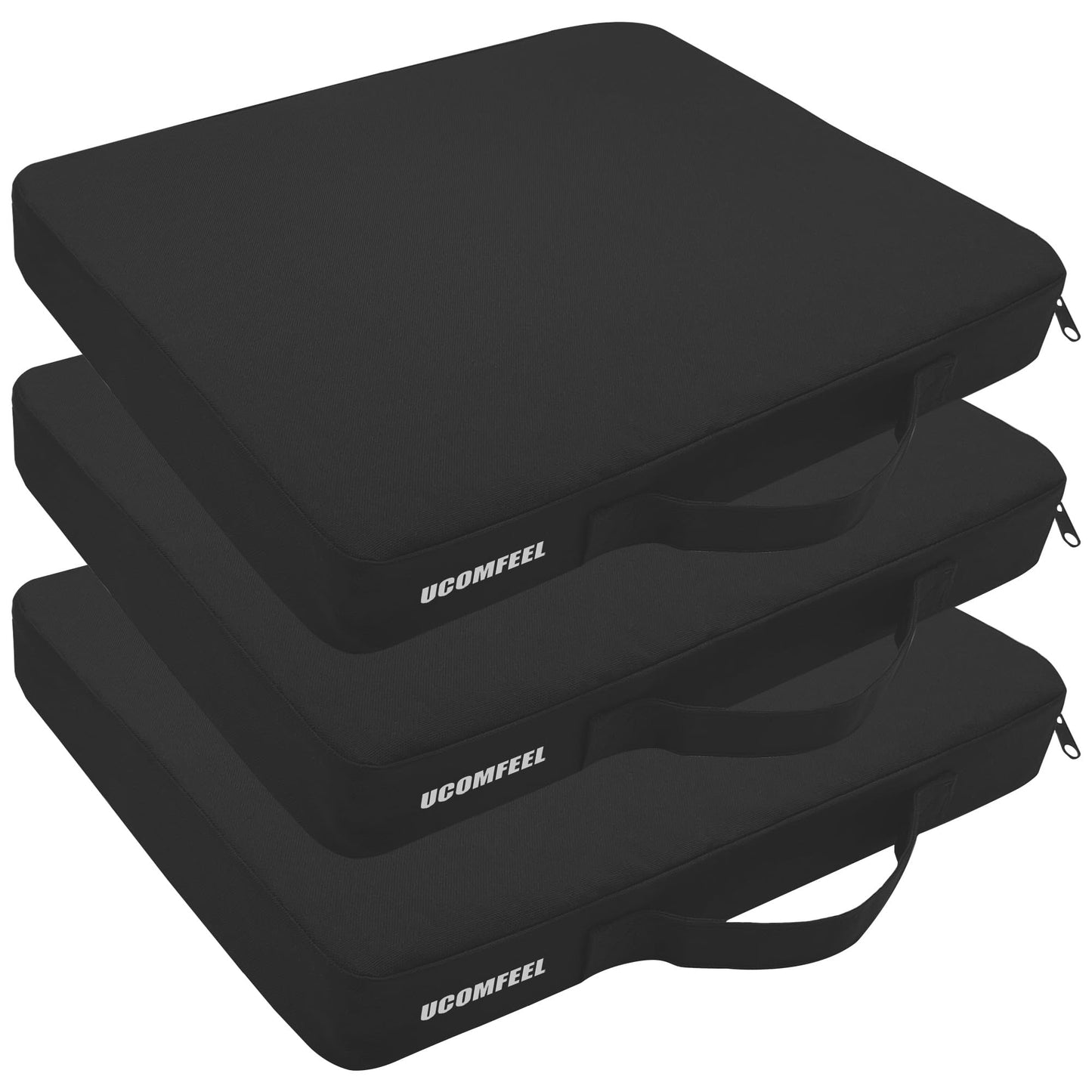 Stadium Seat Cushions 2-Pack 3-Pack, Portable Bleacher Cushions, Waterproof Oxford Fabric, Zipper Design, (Black, 2-Pack)