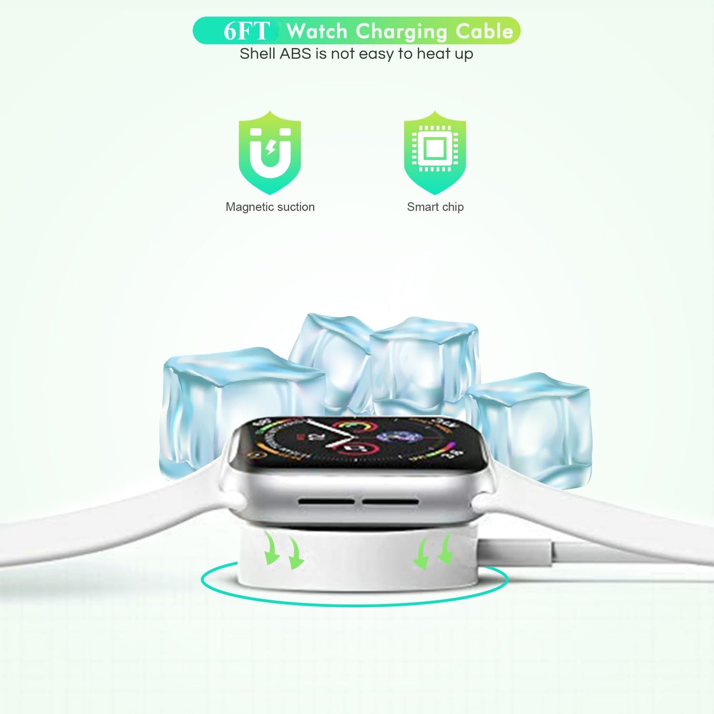 [Apple Certified] 2 in 1 iPhone and Watch Charger 6.6 FT Magnetic iWatch Charging Cable with USB Wall Block Travel Plug Charger for Apple Watch & iPhone
