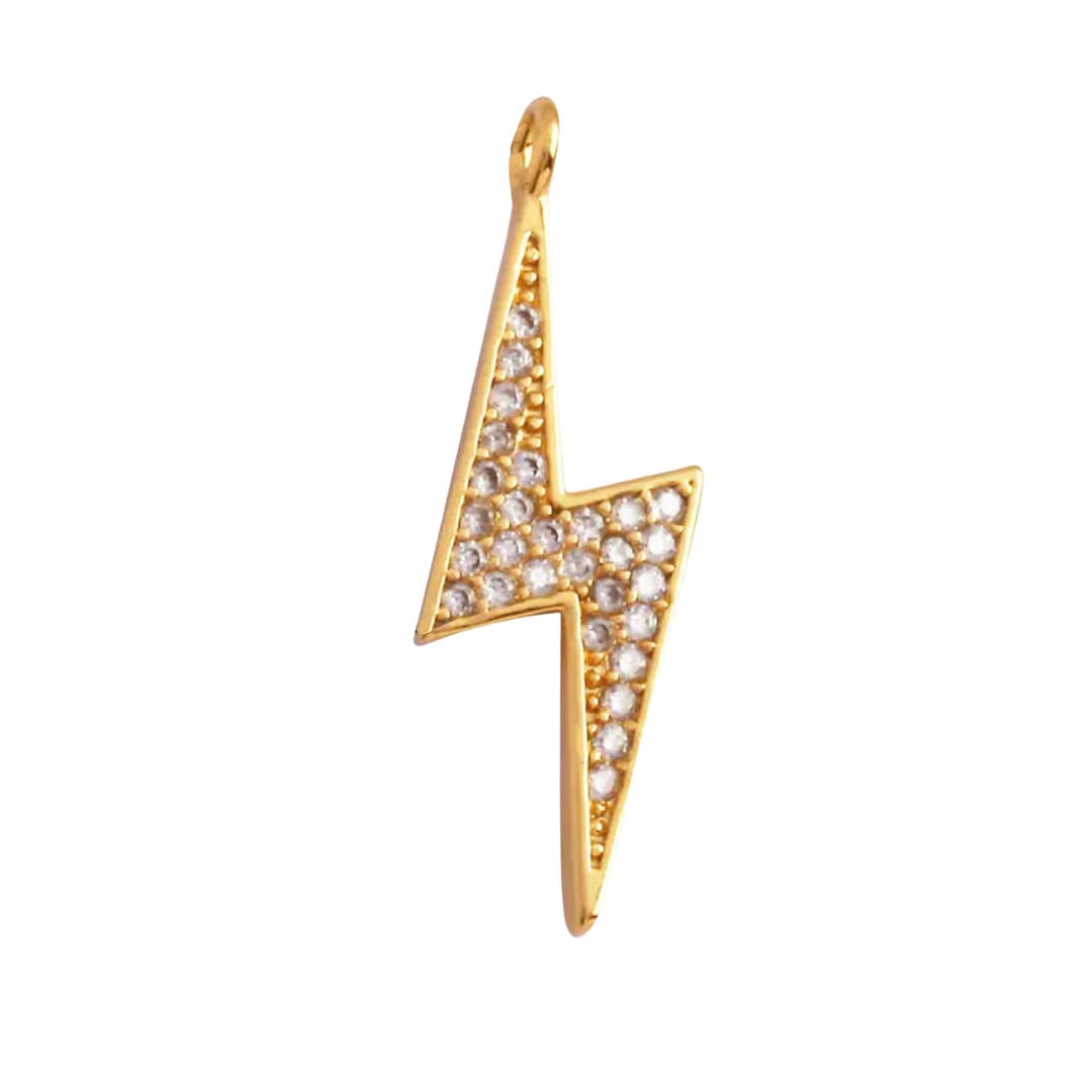 Lightening Bolt Pave Charm For Charm Bar & Charm Necklace