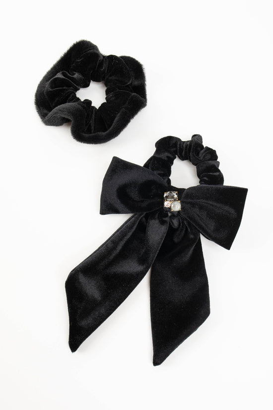 Load image into Gallery viewer, Lydia Velvet Bow Scrunchie Pair: Red
