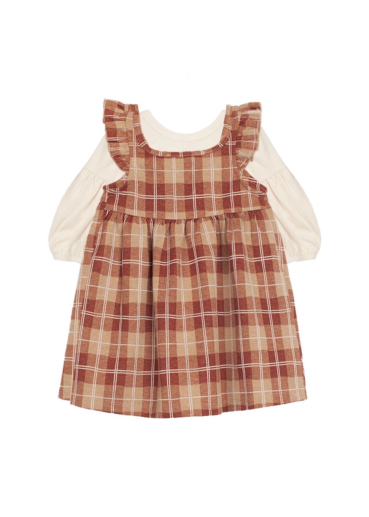 Fall Plaid Dress & Rib Sweater Set