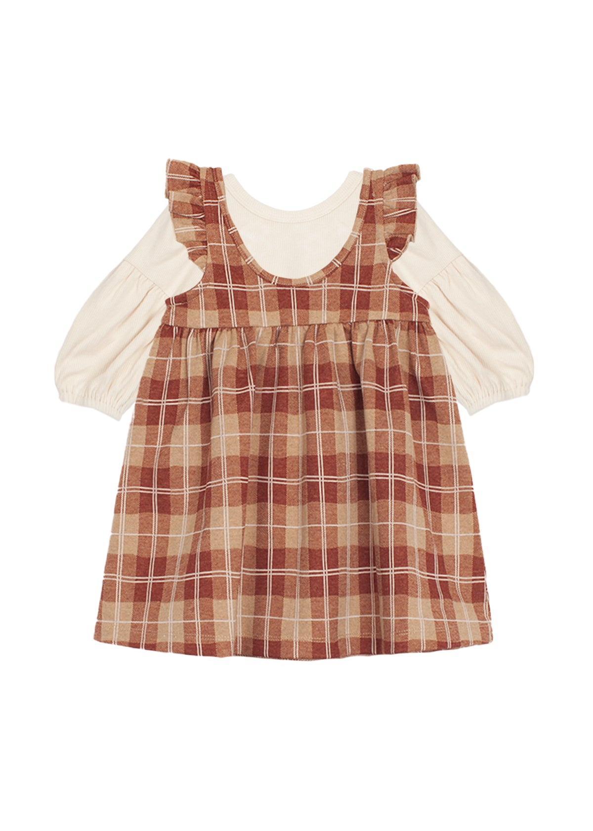 Fall Plaid Dress & Rib Sweater Set