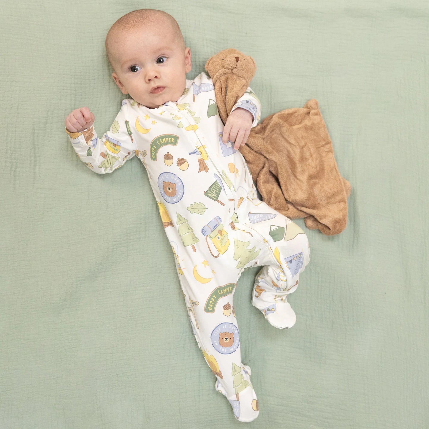 Camping Blue-2 Way Zipper Footie