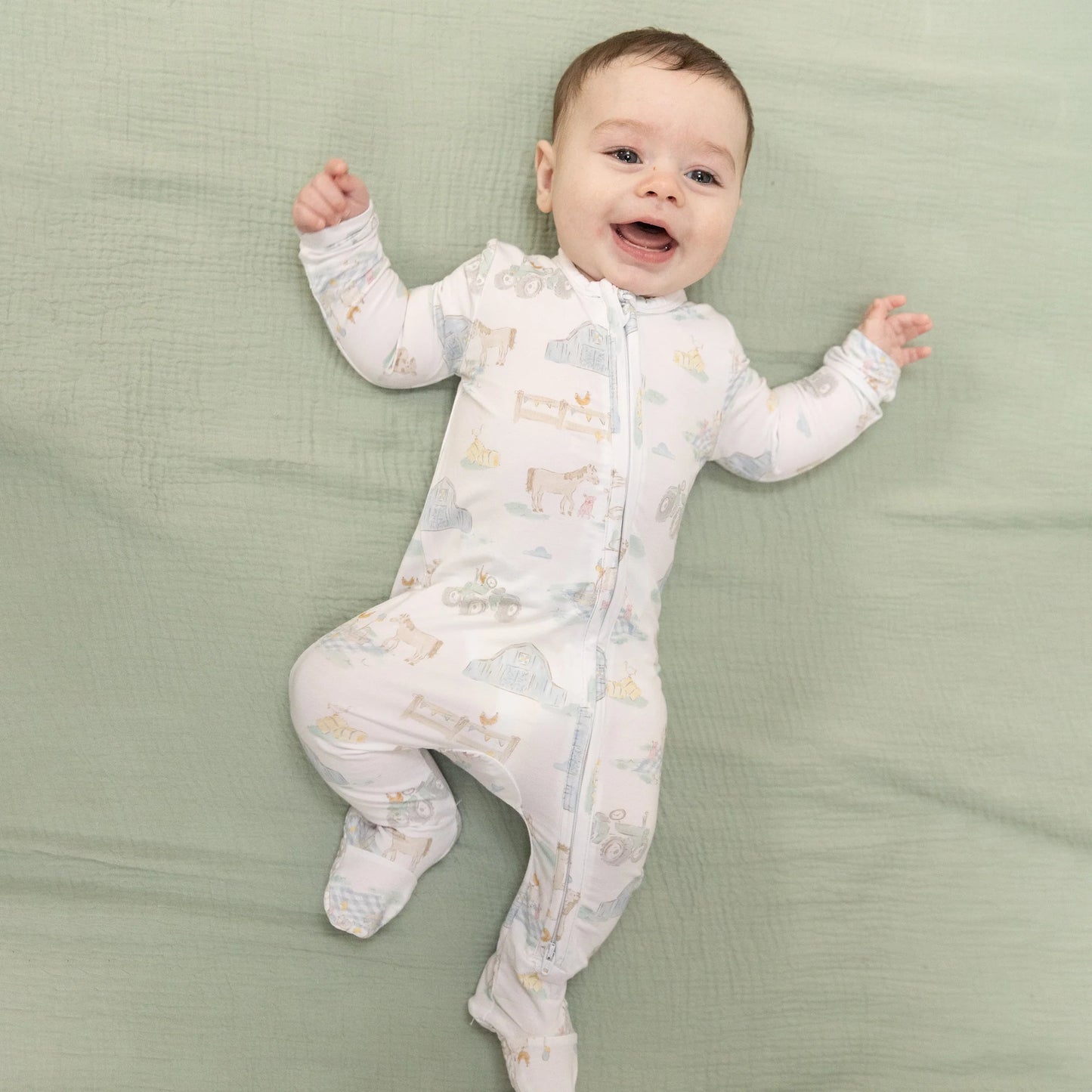 Farm Animal Party- 2 Way Zipper Footie