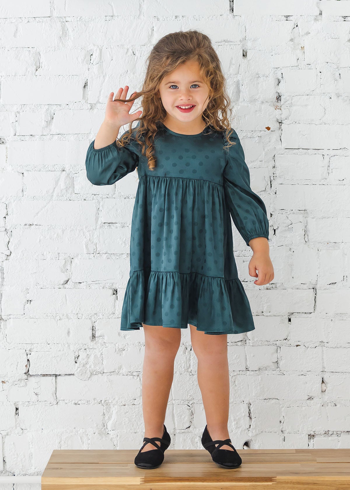 Holiday Sage Charmeuse Long Sleeve Dress