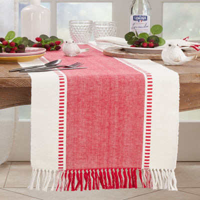 Red/White Stripe Table Runner 16" x 72"