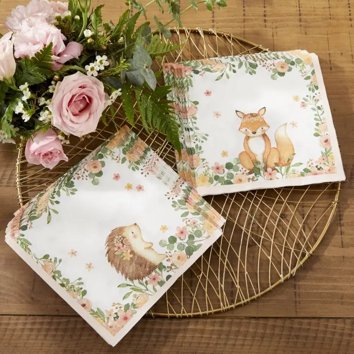 Woodland Baby 2 ply Paper Napkins Pink