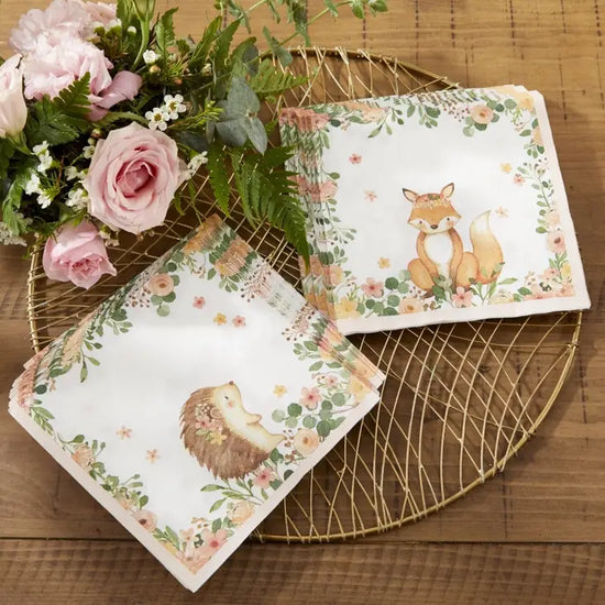 Woodland Baby 2 ply Paper Napkins Pink