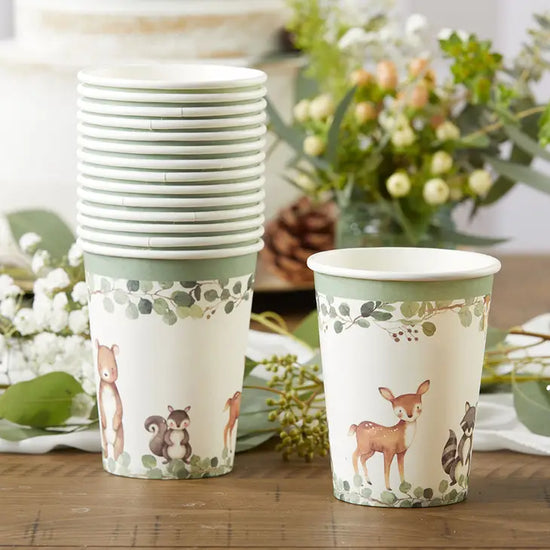Load image into Gallery viewer, Woodland Cups 8oz Set of 16
