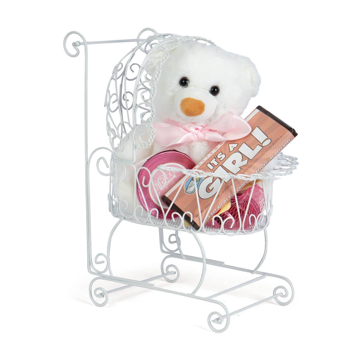 White Wire Baby Carriage
