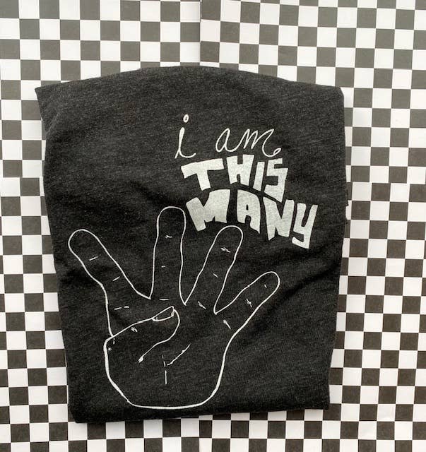 I am This Many Tee- Four, 4th Birthday Shirt: Charcoal