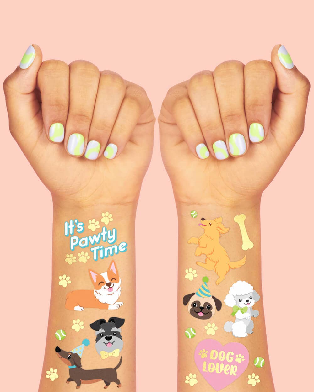 Dog Foil Kids Temporary Tattoos, Bday Party, Favor, Activity