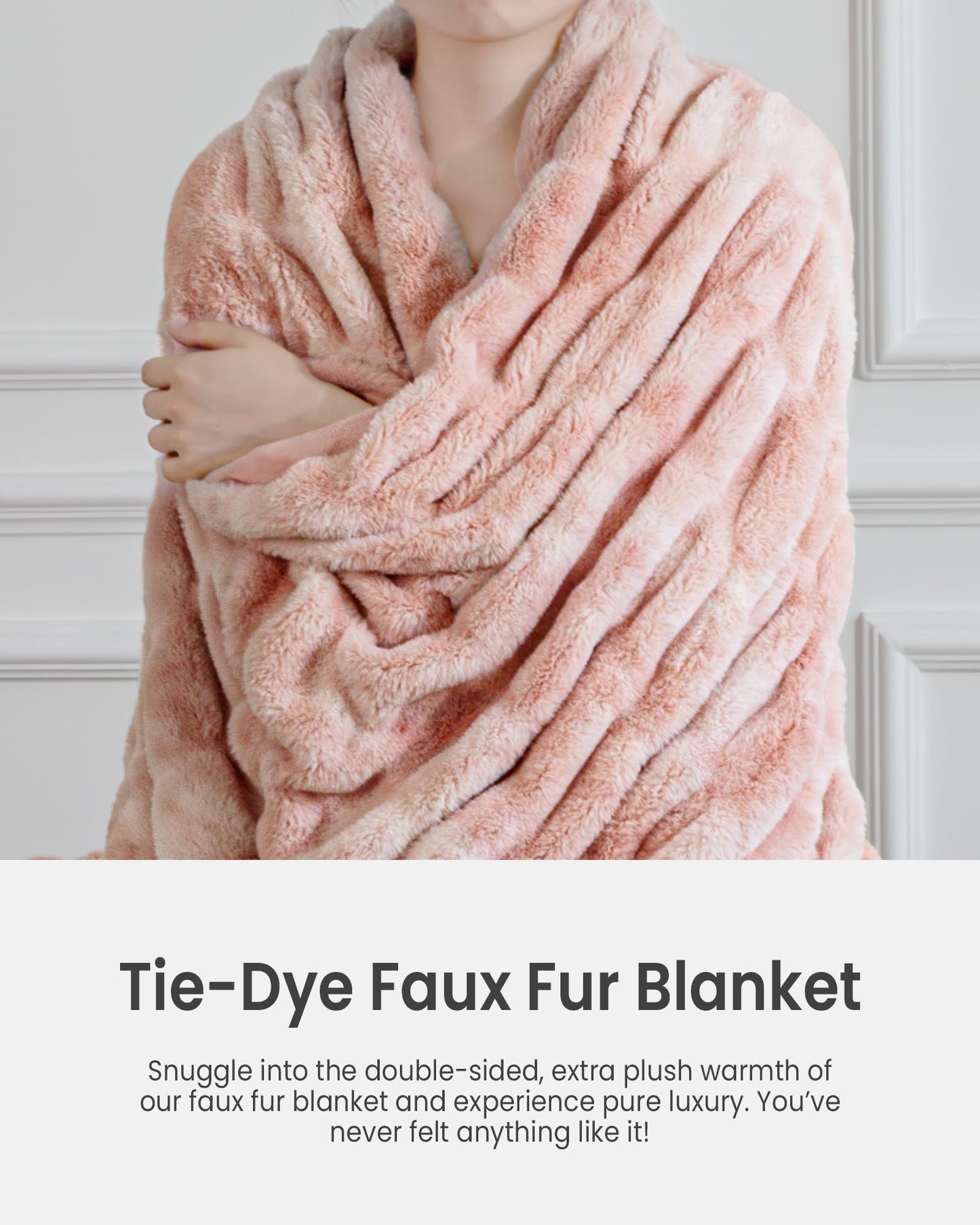 Ultra Soft Cozy Faux Fur Throw Blanket, Fuzzy Plush Thick Bubble Blanket, Oversize Luxury Fluffy Blanket for Couch, Sofa, Bedroom, and Living Room, 50x60 Inches, Light Brown