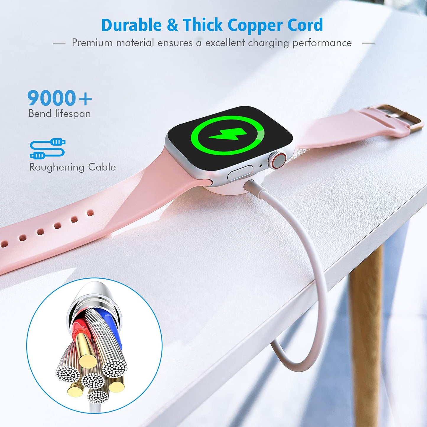 [Apple Certified] 2 in 1 iPhone and Watch Charger 6.6 FT Magnetic iWatch Charging Cable with USB Wall Block Travel Plug Charger for Apple Watch & iPhone