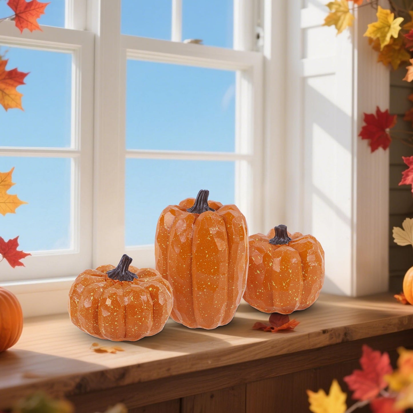 winemana 12 Pcs Pumpkin Fall Decorations, Golden Artificial Pumpkins