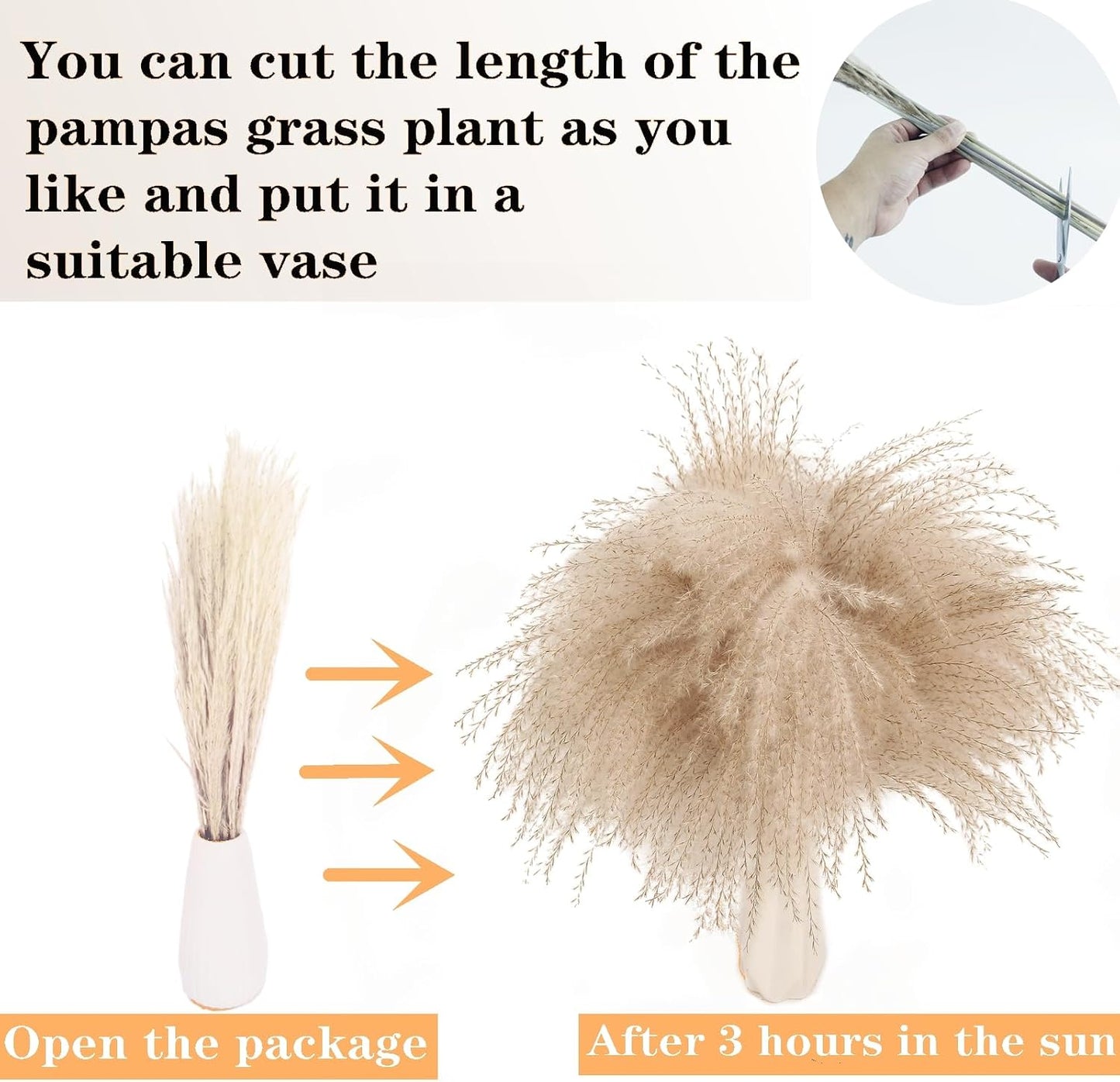 Dried Pampas Grass Decor, 100 Stems Pampas Grass Contains Bunny Tails Dried Flowers, Reed Grass Bouquet for Wedding Boho Flowers Home Table Decor, Rustic Farmhouse Party (17", White and Brown)