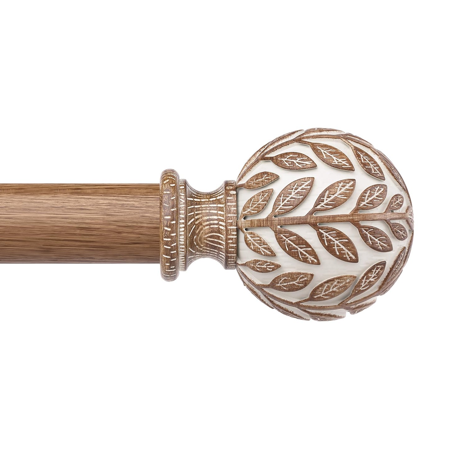 Curtain Rod 36-91 Inch, Boho Wood 1 Inch Curtain Rods for Windows