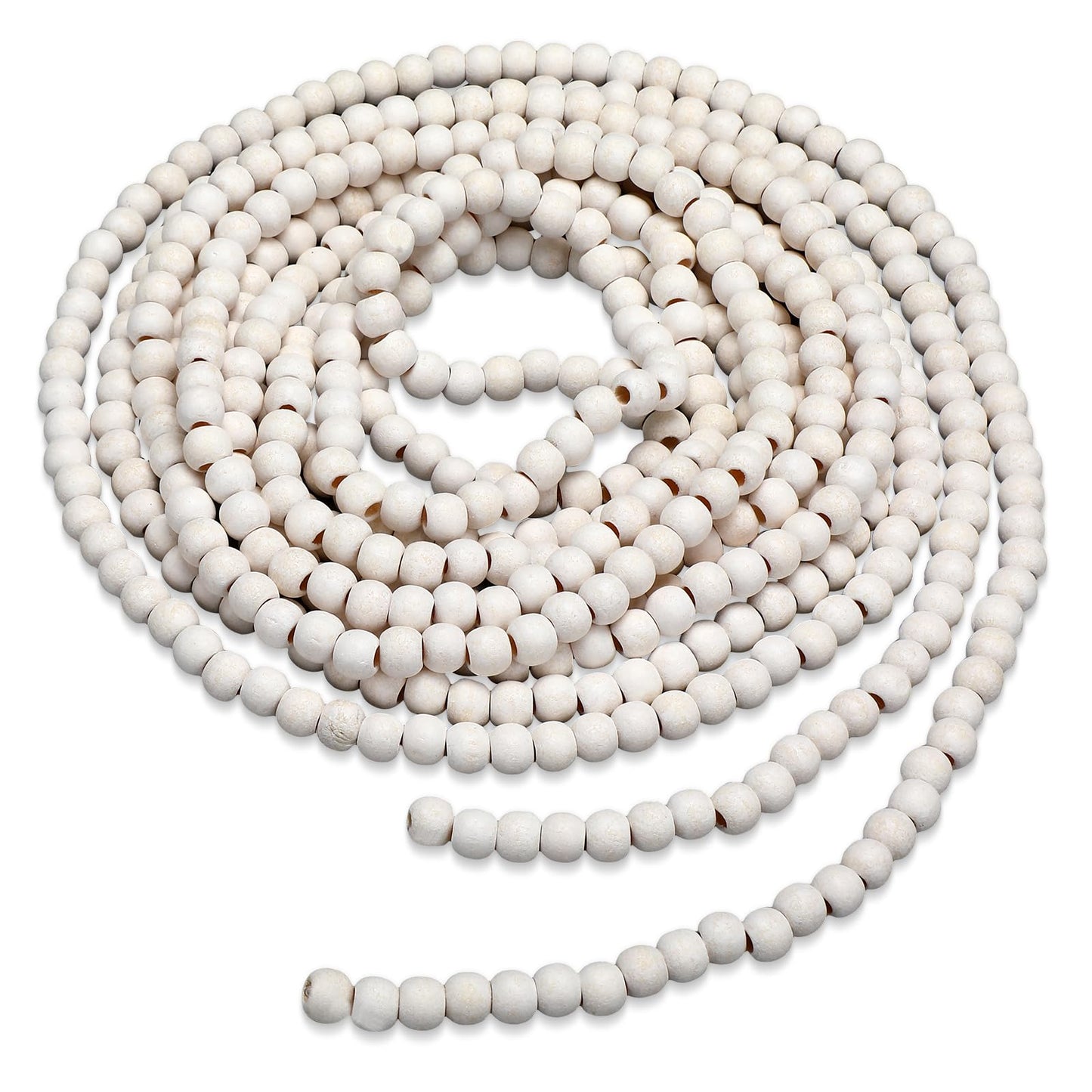 WILLBOND 16 Feet Wood Bead Garland Christmas Tree, Wood Color
