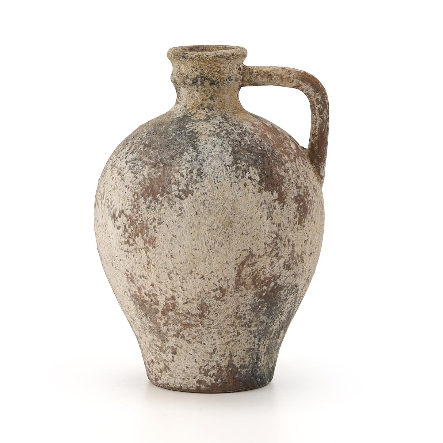 Ceramic Rustic Farmhouse Vase,9.25 inch Terracotta Vase with Handle